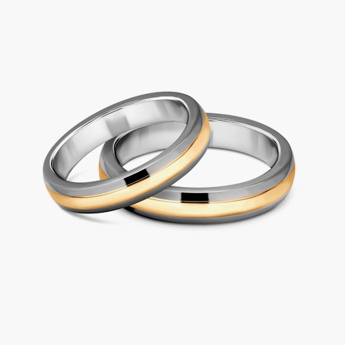 Obrączki ślubne: tytan, złoto, półokrągłe, 5 mm